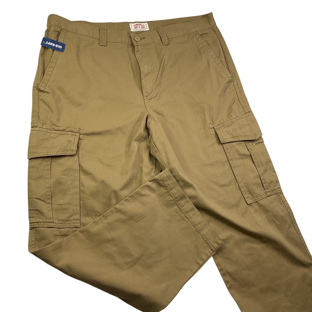 Old Navy Cargo Pants Loose American Twill Khakis Tan Pockets Men Sz 38x30 Retro
